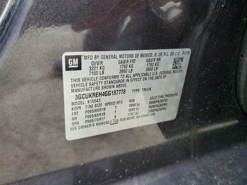 Продаж на аукціоні авто 2016 Chevrolet Silverado, vin: 3GCUKREH4GG187778, номер лоту: 49301426