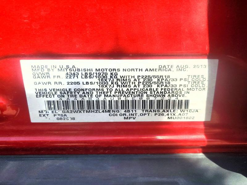 Продаж на аукціоні авто 2014 Mitsubishi Outlander Sport, vin: 4A4AR3AU0EE007224, номер лоту: 50077556