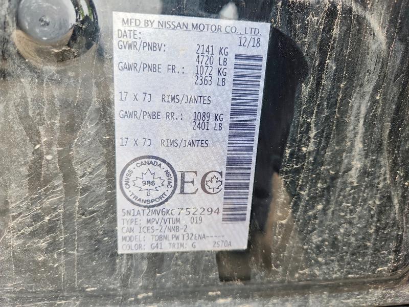 Aukcja sprzedaży 2019 Nissan Rogue, vin: 5N1AT2MV6KC752294, numer aukcji: 51593626