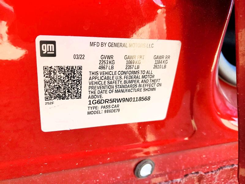 2022 Cadillac Ct5-v მანქანა იყიდება აუქციონზე, vin: 1G6DR5RW9N0118568, აუქციონის ნომერი: 50168006