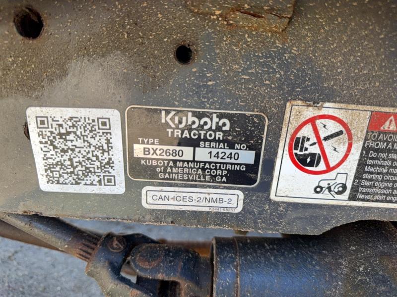 Aukcja sprzedaży 2018 Kubota Bx2680, vin: 14240, numer aukcji: 50086126
