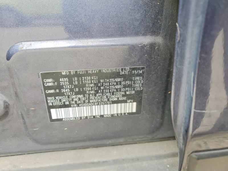 2015 Subaru Outback მანქანა იყიდება აუქციონზე, vin: 4S4BSADC8F3257701, აუქციონის ნომერი: 50372916