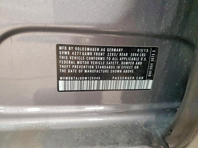 2013 Volkswagen Golf მანქანა იყიდება აუქციონზე, vin: WVWDB7AJ8DW125049, აუქციონის ნომერი: 49442296