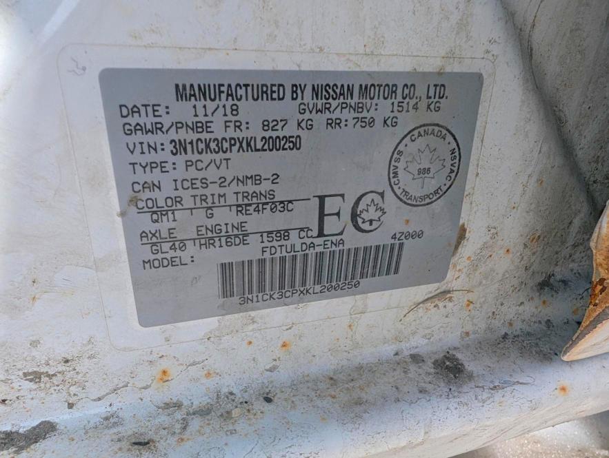 Aukcja sprzedaży 2019 Niss Micra, vin: 3N1CK3CPXKL200250, numer aukcji: 49461756