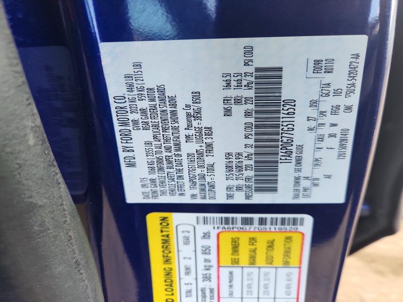 50346386 :رقم المزاد ، 1FA6P0G77G5116520 vin ، 2016 Ford Fusion مزاد بيع