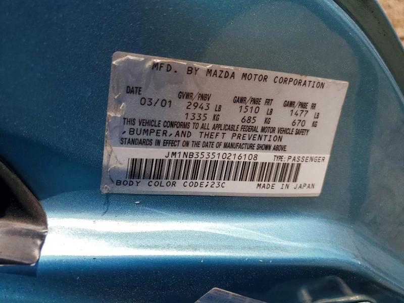Продажа на аукционе авто 2001 Mazda Mx-5 Miata, vin: JM1NB353510216108, номер лота: 49725806
