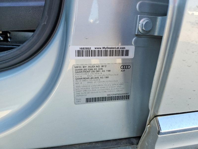 50666566 :رقم المزاد ، WA1CFAFP9DA005987 vin ، 2013 Audi Q5 مزاد بيع
