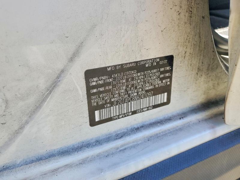 Aukcja sprzedaży 2022 Subaru Crosstrek, vin: JF2GTAPC8NH241097, numer aukcji: 48609406