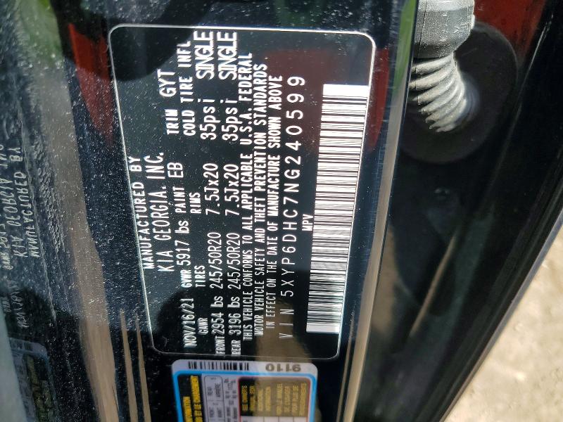 Aukcja sprzedaży 2022 Kia Telluride, vin: 5XYP6DHC7NG240599, numer aukcji: 51103616
