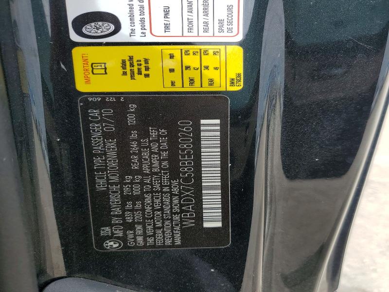 Aukcja sprzedaży 2011 Bmw 335, vin: WBADX7C58BE580260, numer aukcji: 49503436
