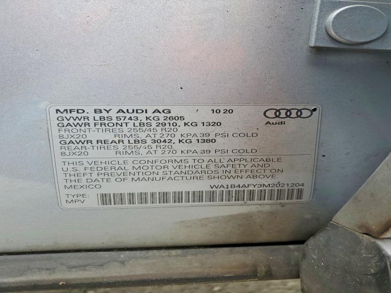 Aukcja sprzedaży 2021 Audi Sq5, vin: WA1B4AFY3M2021204, numer aukcji: 50463566