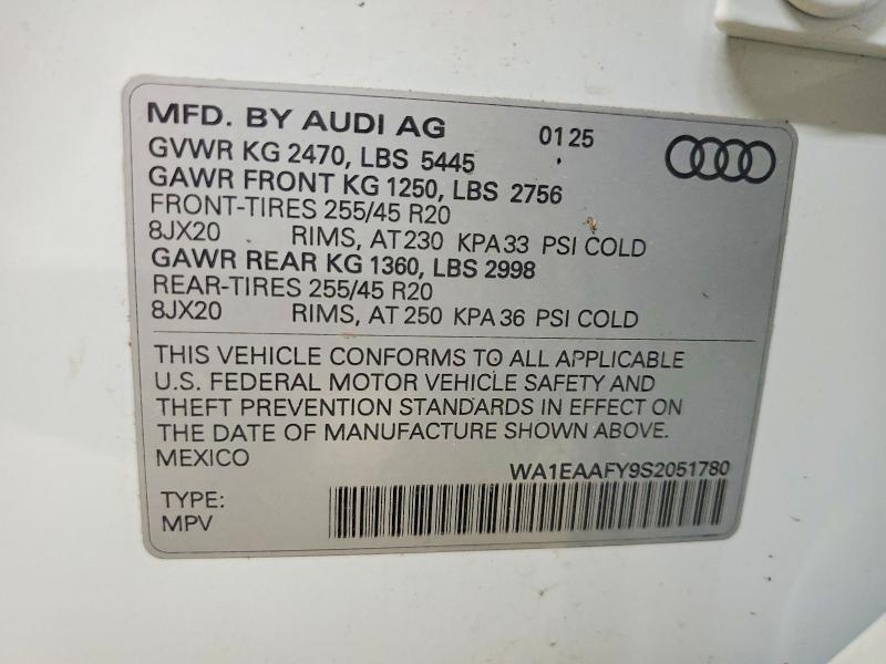 48941346 :رقم المزاد ، WA1EAAFY9S2051780 vin ، 2025 Audi Q5 مزاد بيع