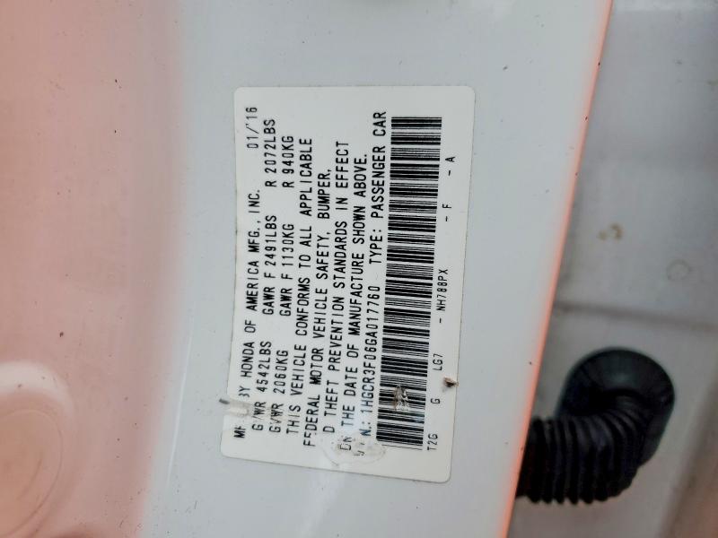 48564066 :رقم المزاد ، 1HGCR3F06GA017760 vin ، 2016 Honda Accord مزاد بيع