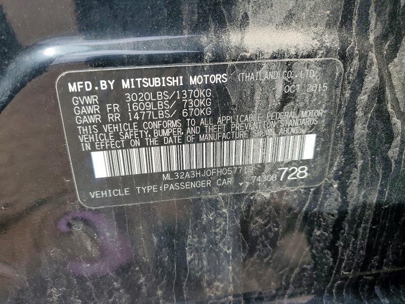 Продаж на аукціоні авто 2015 Mitsubishi Mirage, vin: ML32A3HJ0FH057719, номер лоту: 49436246