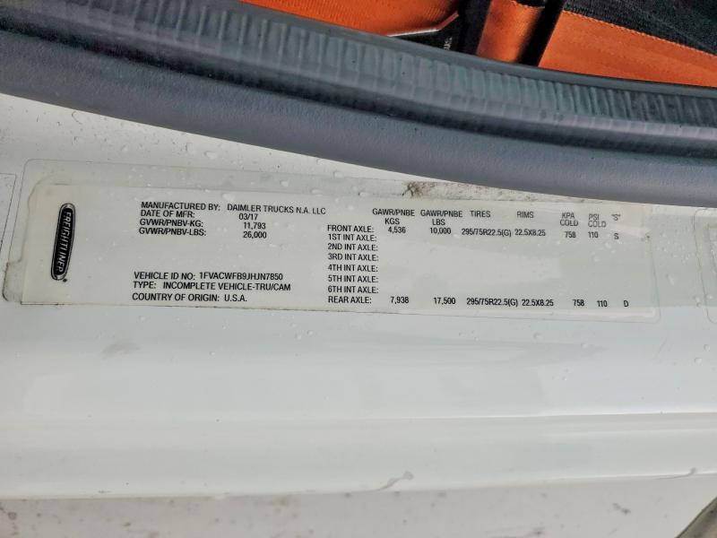 47956046 :رقم المزاد ، 1FVACWFB9JHJN7850 vin ، 2018 Freigliner M2 مزاد بيع