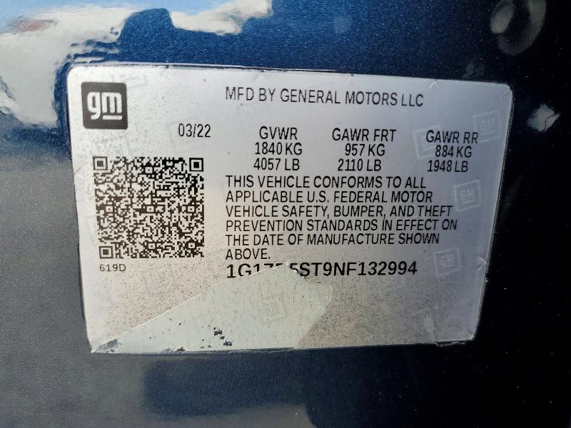 Aukcja sprzedaży 2022 Chevrolet Malibu, vin: 1G1ZD5ST9NF132994, numer aukcji: 50998836
