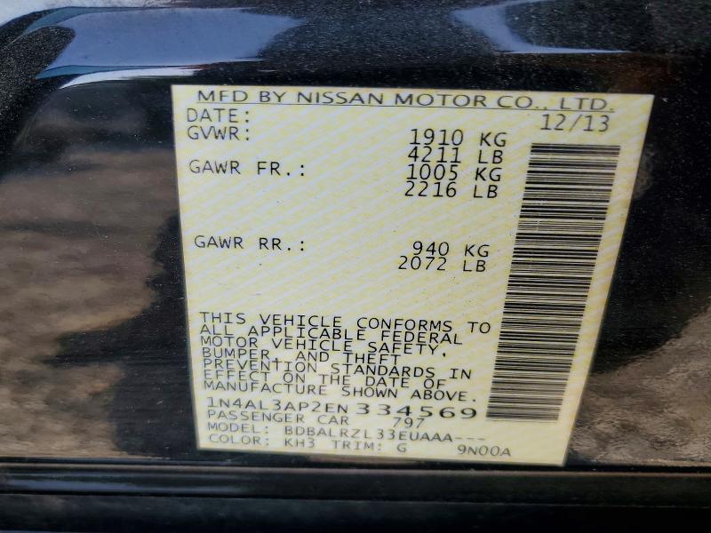 Продаж на аукціоні авто 2014 Nissan Altima, vin: 1N4AL3AP2EN334569, номер лоту: 49617996