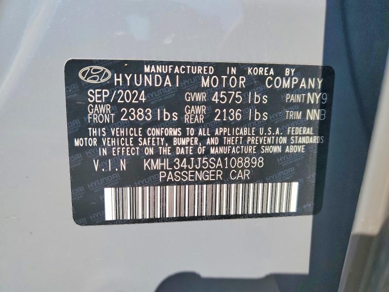 Продажа на аукционе авто 2025 Hyundai Sonata Hybrid, vin: KMHL34JJ5SA108898, номер лота: 48739086