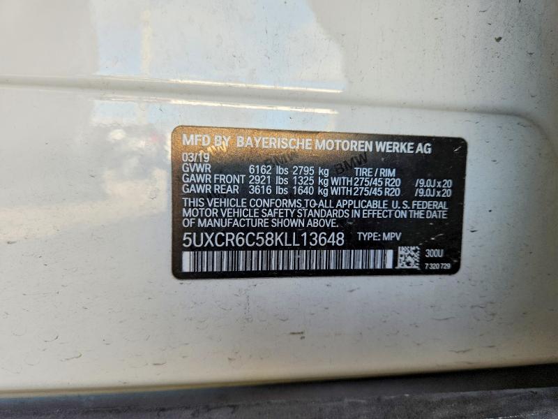 49096506 :رقم المزاد ، 5UXCR6C58KLL13648 vin ، 2019 Bmw X5 مزاد بيع