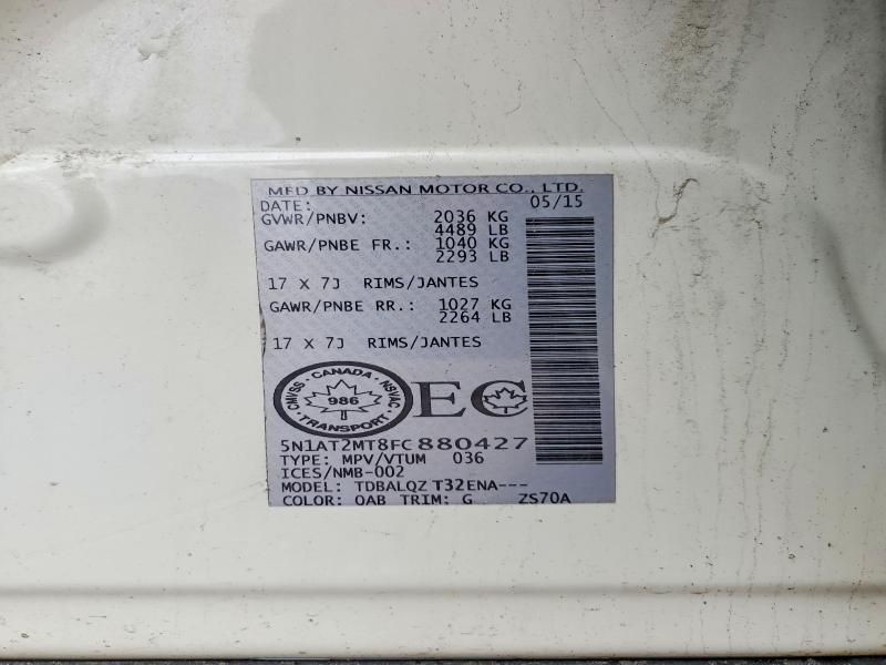 2015 Nissan Rogue მანქანა იყიდება აუქციონზე, vin: 5N1AT2MT8FC880427, აუქციონის ნომერი: 49473566