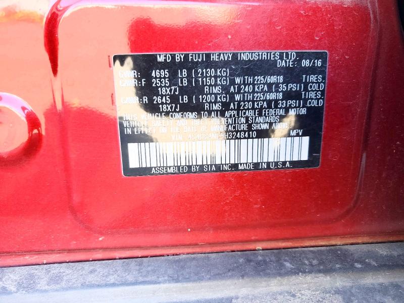 48784856 :رقم المزاد ، 4S4BSANC5H3248410 vin ، 2017 Subaru Outback مزاد بيع