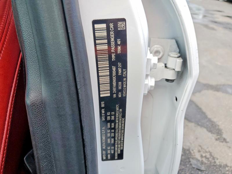 Продаж на аукціоні авто 2019 Alfa Romeo Giulia, vin: ZARFAMBNXK7600497, номер лоту: 51424036