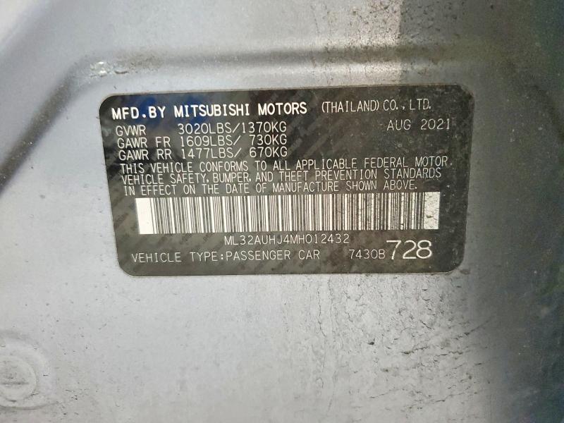 Продаж на аукціоні авто 2021 Mitsubishi Mirage, vin: ML32AUHJ4MH012432, номер лоту: 50834446
