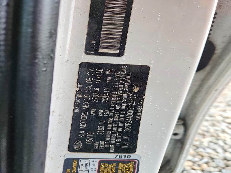 51482236 :رقم المزاد ، 3KPF24AD0KE122512 vin ، 2019 Kia Forte مزاد بيع