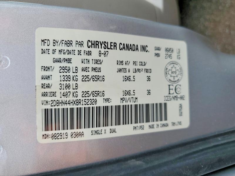 2008 Dodge Grand Caravan მანქანა იყიდება აუქციონზე, vin: 2D8HN44HX8R152320, აუქციონის ნომერი: 48843876