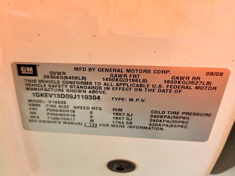 2009 Gmc Acadia მანქანა იყიდება აუქციონზე, vin: 1GKEV13D09J119304, აუქციონის ნომერი: 50192396