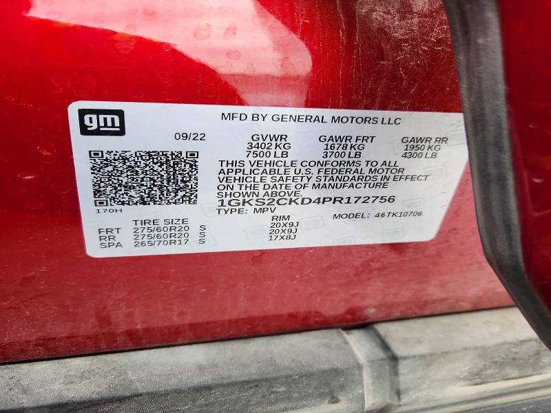 Aukcja sprzedaży 2023 Gmc Yukon, vin: 1GKS2CKD4PR172756, numer aukcji: 50441216