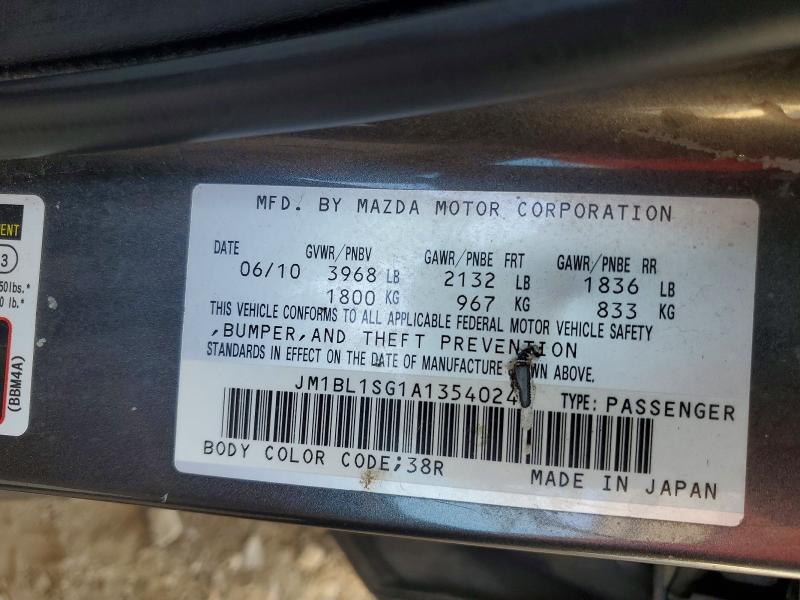 Aukcja sprzedaży 2010 Mazda 3, vin: JM1BL1SG1A1354024, numer aukcji: 49810006