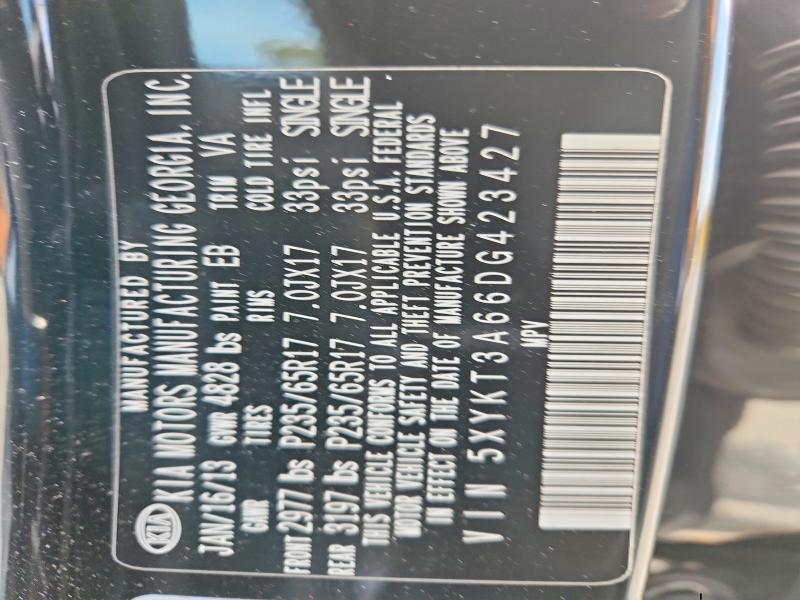 50480446 :رقم المزاد ، 5XYKT3A66DG423427 vin ، 2013 Kia Sorento مزاد بيع