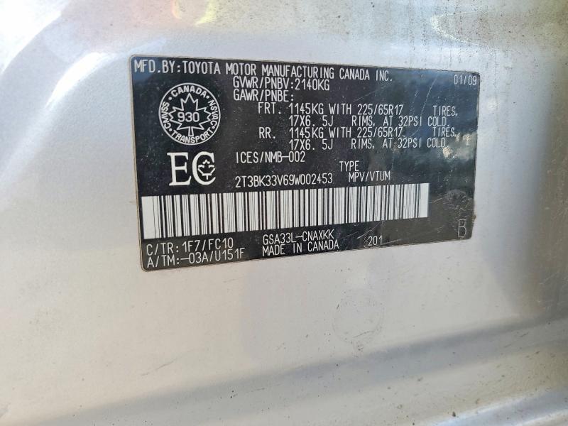 Продаж на аукціоні авто 2009 Toyota Rav4, vin: 2T3BK33V69W002453, номер лоту: 48614076