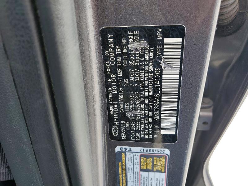 49680466 :رقم المزاد ، KM8J33A46LU141209 vin ، 2020 Hyundai Tucson مزاد بيع