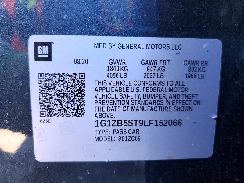 49844936 :رقم المزاد ، 1G1ZB5ST9LF152066 vin ، 2020 Chevrolet Malibu مزاد بيع