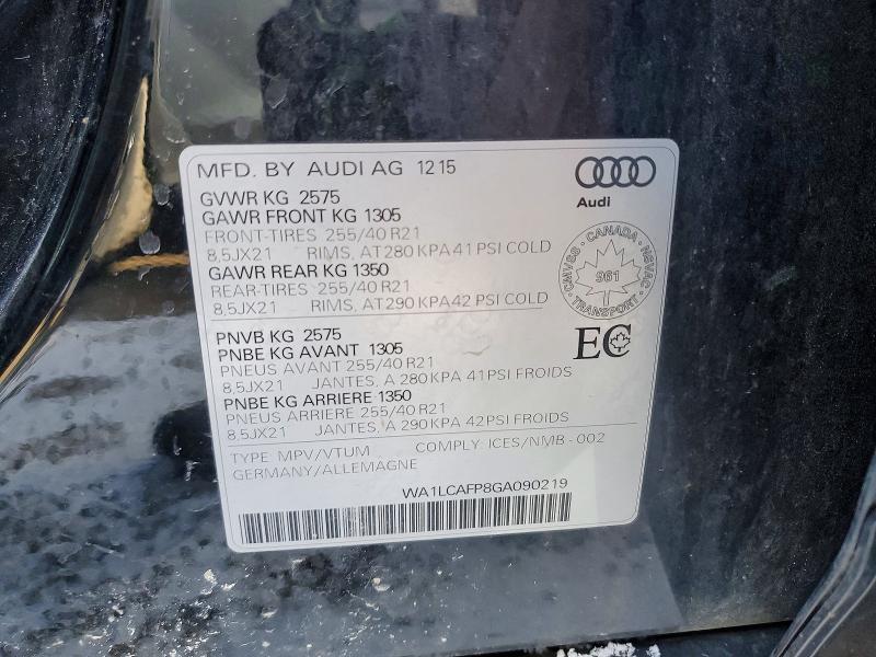 Продажа на аукционе авто 2016 Audi Sq5, vin: WA1LCAFP8GA090219, номер лота: 49765326