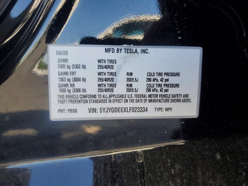 Продажа на аукционе авто 2020 Tesla Model Y, vin: 5YJYGDEEXLF023334, номер лота: 48521336