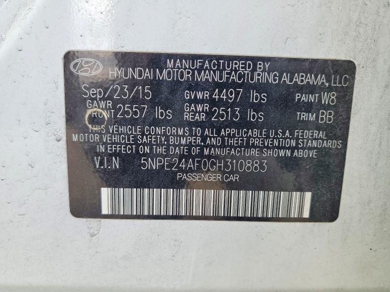 Aukcja sprzedaży 2016 Hyundai Sonata, vin: 5NPE24AF0GH310883, numer aukcji: 48131836