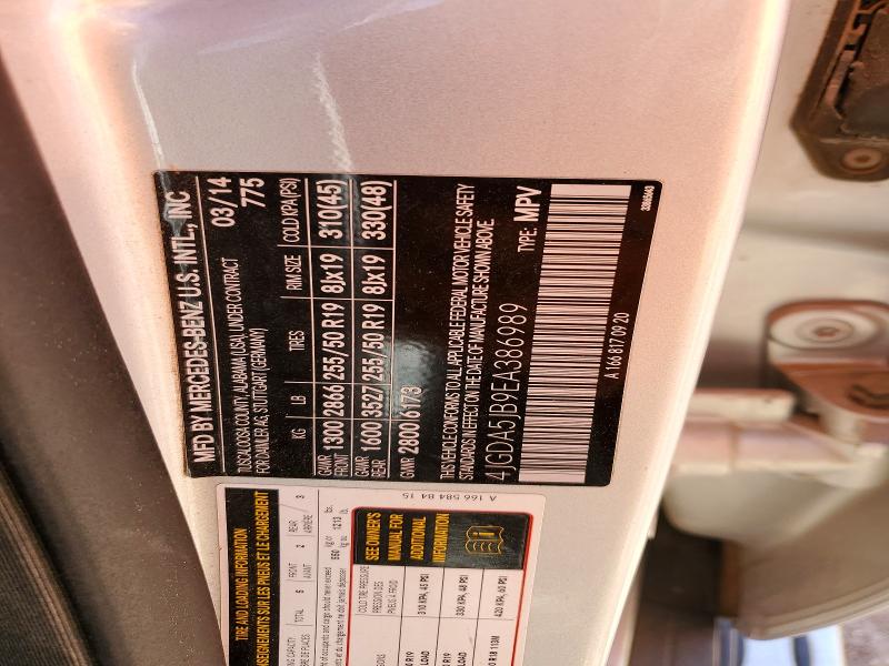 49313106 :رقم المزاد ، 4JGDA5JB9EA386989 vin ، 2014 Mercedes-benz Ml مزاد بيع