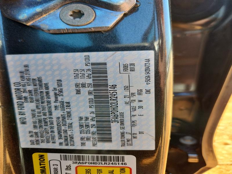 49337406 :رقم المزاد ، 3FA6P0HD2LR245146 vin ، 2020 Ford Fusion مزاد بيع