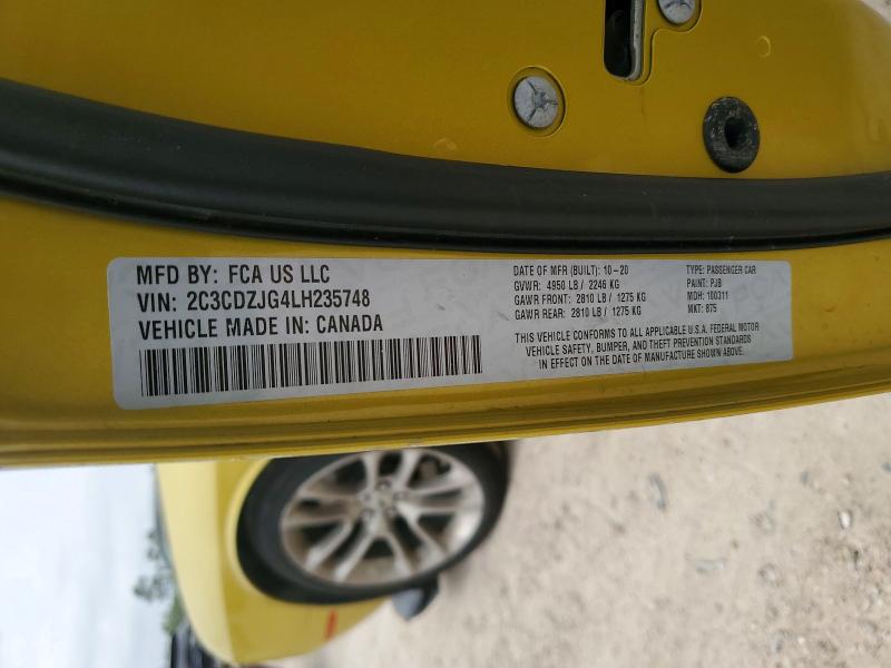 2020 Dodge Challenger მანქანა იყიდება აუქციონზე, vin: 2C3CDZJG4LH235748, აუქციონის ნომერი: 51604846