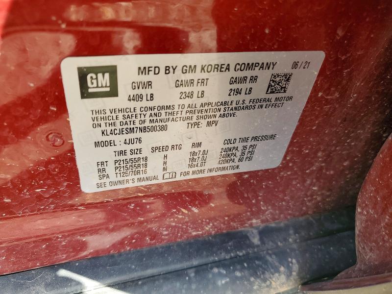 Продажа на аукционе авто 2022 Buick Encore, vin: KL4CJESM7NB500380, номер лота: 51690526