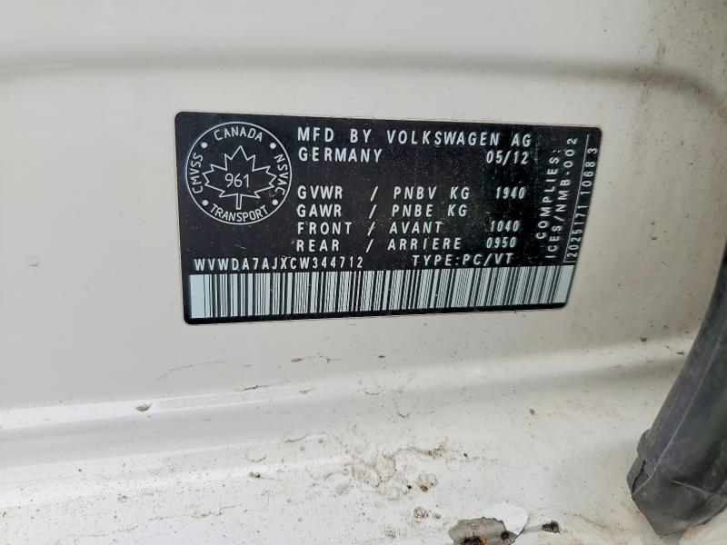 Продаж на аукціоні авто 2012 Volkswagen Golf, vin: WVWDA7AJXCW344712, номер лоту: 51063556