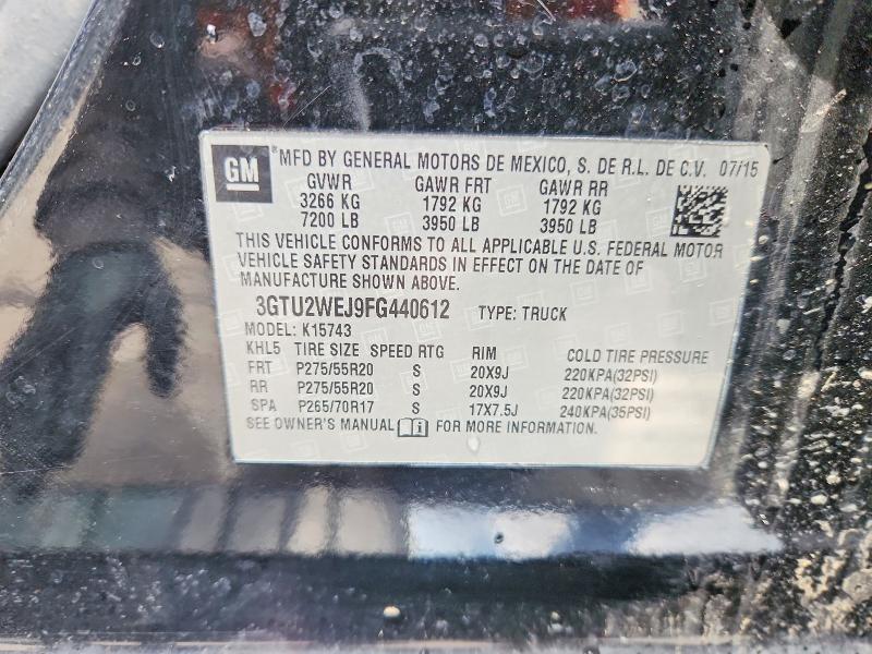 2015 Gmc Sierra მანქანა იყიდება აუქციონზე, vin: 3GTU2WEJ9FG440612, აუქციონის ნომერი: 51496846