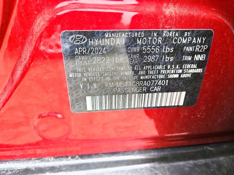 51765426 :رقم المزاد ، KMHM54AC8RA077401 vin ، 2024 Hyundai Ioniq 6 مزاد بيع