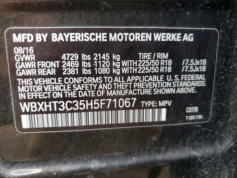 Aukcja sprzedaży 2017 Bmw X1, vin: WBXHT3C35H5F71067, numer aukcji: 51462636