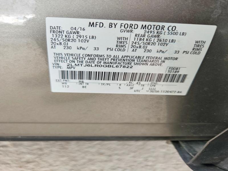 Продаж на аукціоні авто 2016 Lincoln Mkx, vin: 2LMTJ6LR0GBL67822, номер лоту: 48133346