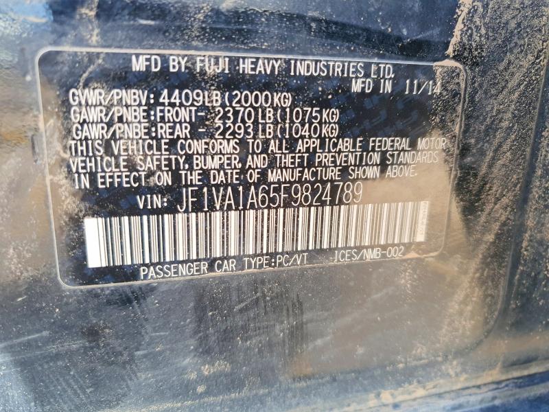 Продаж на аукціоні авто 2015 Subaru Wrx, vin: JF1VA1A65F9824789, номер лоту: 48426126