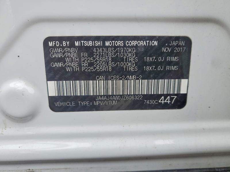 Продажа на аукционе авто 2018 Mitsubishi Rvr, vin: JA4AJ4AW0JZ606322, номер лота: 50096936
